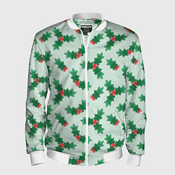 Бомбер мужской Рождественская омела, цвет: 3D-белый