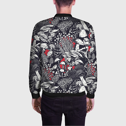 Мужской бомбер Разные грибы / 3D-Черный – фото 4