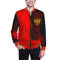 Бомбер мужской Россия герб спорт краски, цвет: 3D-красный — фото 2