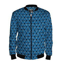 Бомбер мужской Синие и чёрные треугольники, цвет: 3D-черный