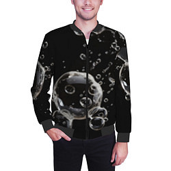 Бомбер мужской Пузыри на черном, цвет: 3D-черный — фото 2