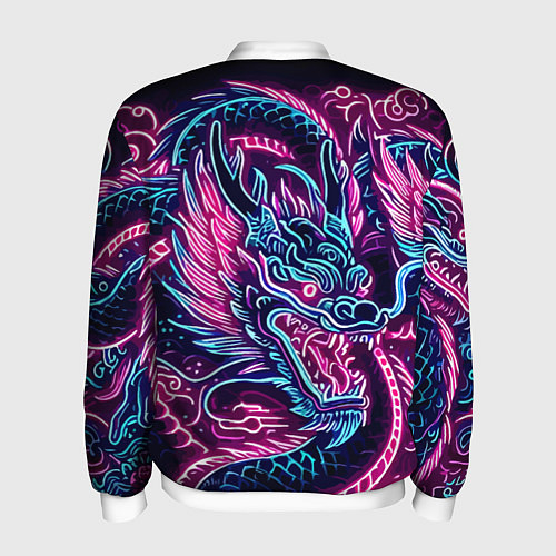 Мужской бомбер Neon Japanese dragon - irezumi / 3D-Белый – фото 2