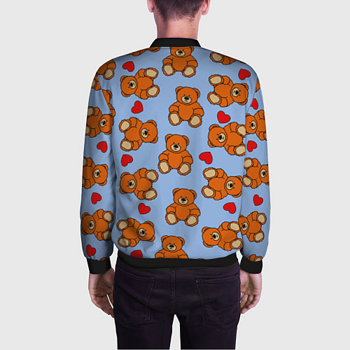 Мужской бомбер Игрушки мишки и сердца / 3D-Черный – фото 4