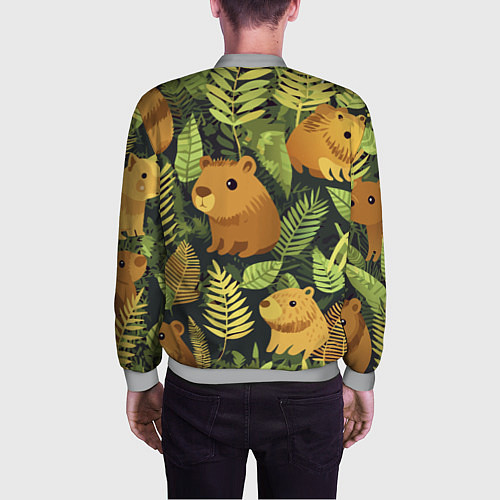 Мужской бомбер Капибары - лесной маскировочный камуфляж / 3D-Меланж – фото 4