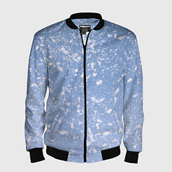 Бомбер мужской Белые хлопья на голубом фоне, цвет: 3D-черный