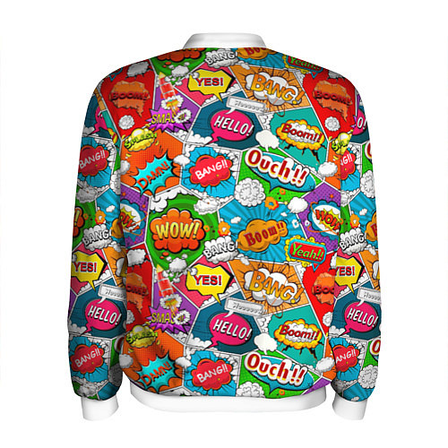 Мужской бомбер Bang Boom Ouch pop art pattern / 3D-Белый – фото 2