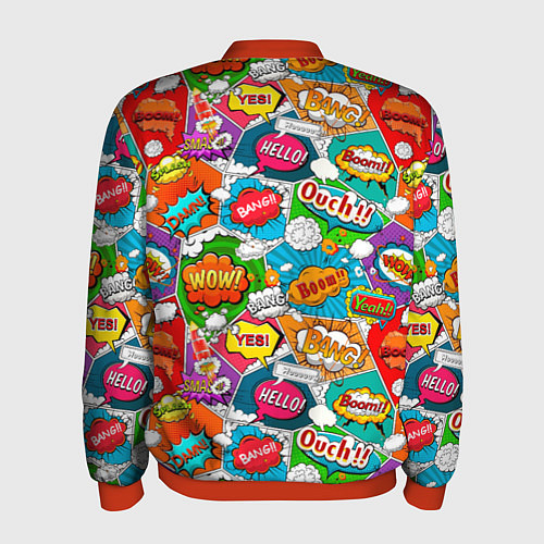 Мужской бомбер Bang Boom Ouch pop art pattern / 3D-Красный – фото 2