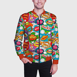 Бомбер мужской Bang Boom Ouch pop art pattern, цвет: 3D-красный — фото 2