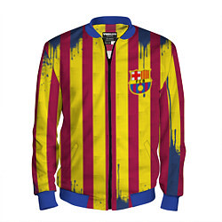 Бомбер мужской Полосатые цвета футбольного клуба Барселона, цвет: 3D-синий