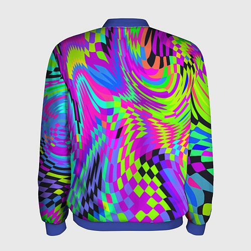 Мужской бомбер Психоделический глитч / 3D-Синий – фото 2