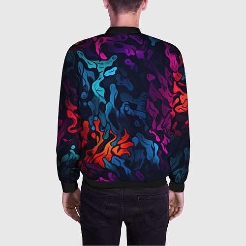 Мужской бомбер Кислотная яркая абстракция в камуфляжном стиле / 3D-Черный – фото 4