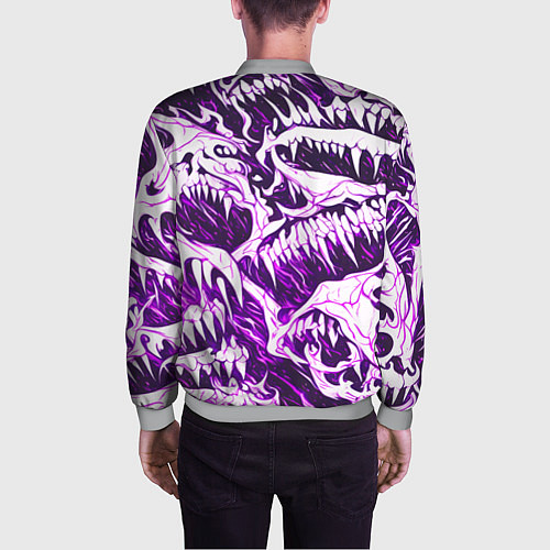 Мужской бомбер Белые клыки на розовом фоне / 3D-Меланж – фото 4