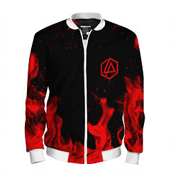 Бомбер мужской Linkin Park красный огонь лого, цвет: 3D-белый