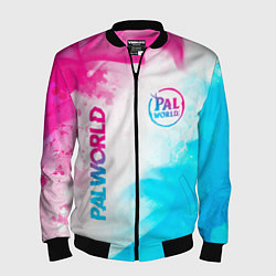 Бомбер мужской Palworld neon gradient style вертикально, цвет: 3D-черный