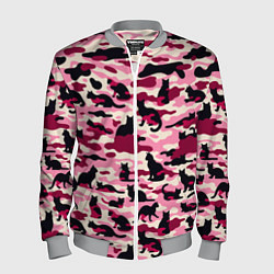 Бомбер мужской Камуфляжные розовые котики, цвет: 3D-меланж