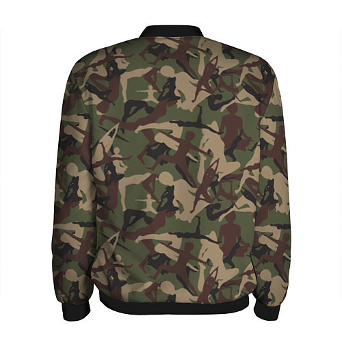 Мужской бомбер Йога и гимнастика - камуфляж / 3D-Черный – фото 2