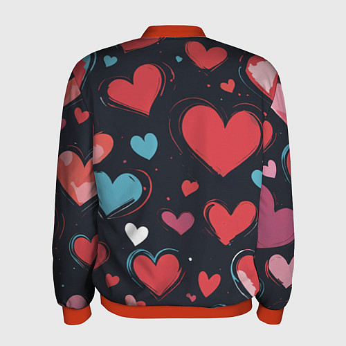 Мужской бомбер Сердечный паттерн / 3D-Красный – фото 2