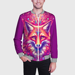 Бомбер мужской Лиса с драгоценными камнями, цвет: 3D-меланж — фото 2