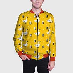 Бомбер мужской Гуси и пиво, цвет: 3D-красный — фото 2