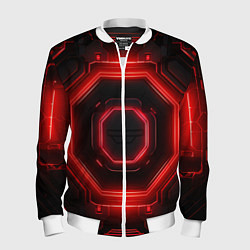 Бомбер мужской Nvidia style black and red neon, цвет: 3D-белый