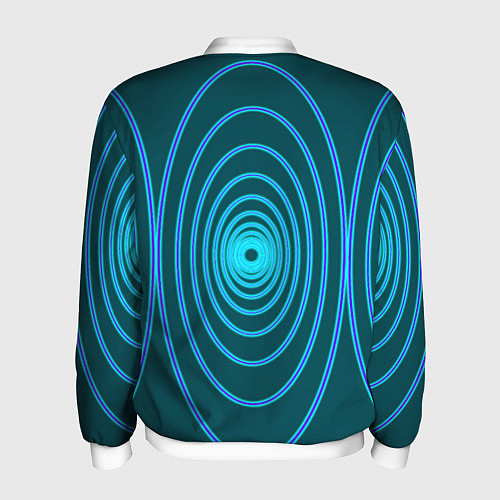 Мужской бомбер Неоновые овалы на зеленом фоне / 3D-Белый – фото 2