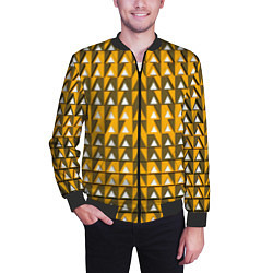 Бомбер мужской Узор из треугольников жёлтый, цвет: 3D-черный — фото 2