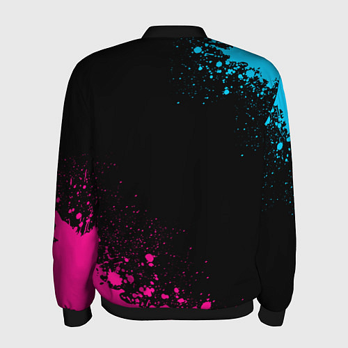Мужской бомбер Club Brugge - neon gradient вертикально / 3D-Черный – фото 2
