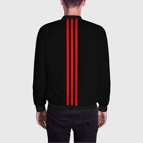 Мужской бомбер СССР гост три полоски на белом фоне / 3D-Черный – фото 4