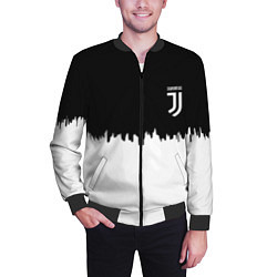 Бомбер мужской Juventus белый огонь текстура, цвет: 3D-черный — фото 2