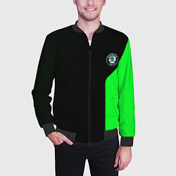 Бомбер мужской Skoda pattern sport green, цвет: 3D-черный — фото 2