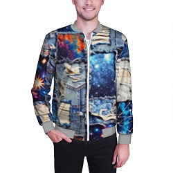 Бомбер мужской Звездный небосвод - пэчворк, цвет: 3D-меланж — фото 2