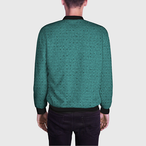Мужской бомбер Тёмно-бирюзовый в мелкую полосочку / 3D-Черный – фото 4