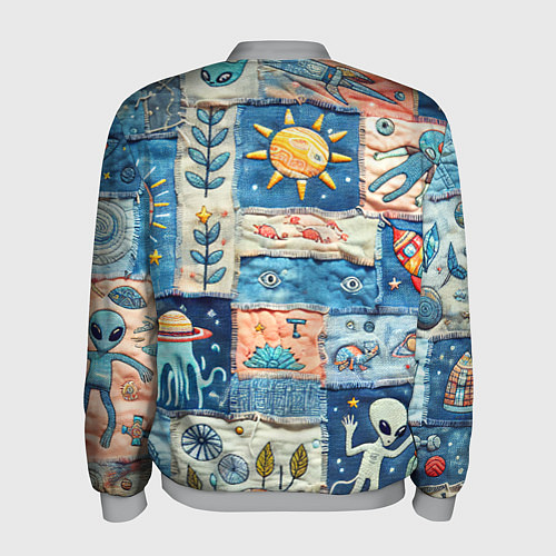Мужской бомбер Инопланетные обитатели на пэчворке / 3D-Меланж – фото 2