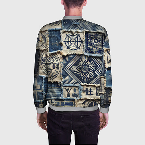 Мужской бомбер Татуировки майя на дениме / 3D-Меланж – фото 4