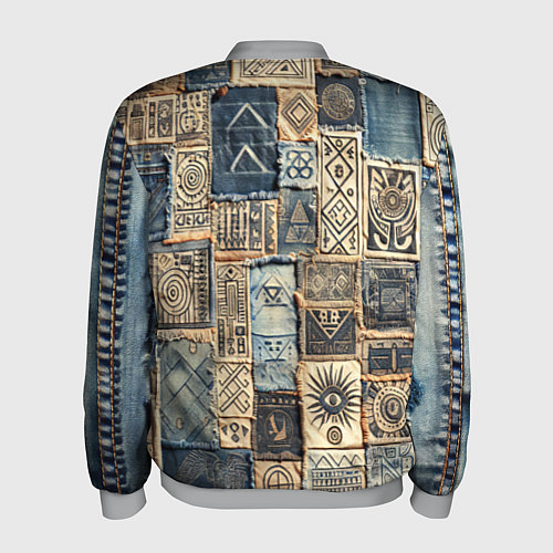 Мужской бомбер Татуировки племени майя пэчворк / 3D-Меланж – фото 2