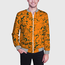 Бомбер мужской Оранжевый с брызгами зеленой краски, цвет: 3D-меланж — фото 2