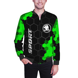 Бомбер мужской Skoda green sport hexagon, цвет: 3D-черный — фото 2