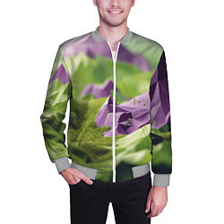 Бомбер мужской Геометрический пейзаж фиолетовый и зеленый, цвет: 3D-меланж — фото 2