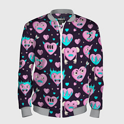 Мужской бомбер Паттерн с арт сердцами
