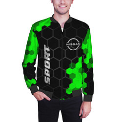 Бомбер мужской Nissan green sport hexagon, цвет: 3D-черный — фото 2