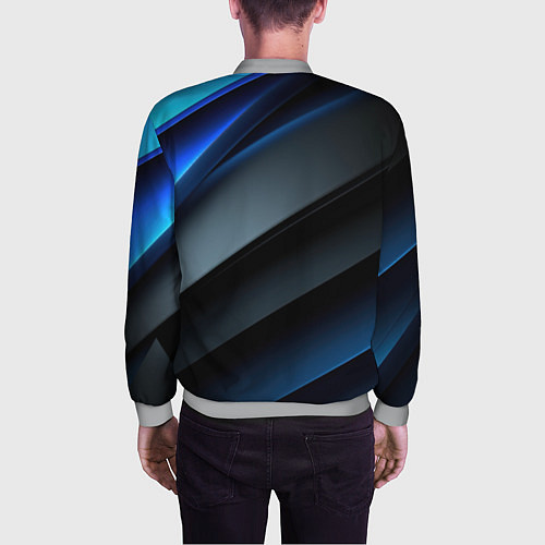 Мужской бомбер Темная синяя стильная абстракция на черном фоне / 3D-Меланж – фото 4