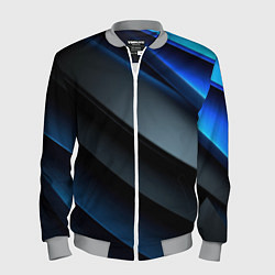 Мужской бомбер Темная синяя стильная абстракция на черном фоне
