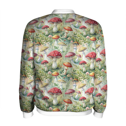 Мужской бомбер Дикие грибы лесные мухоморы / 3D-Белый – фото 2