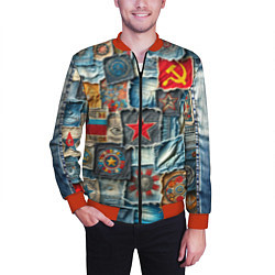 Бомбер мужской Ретро пэчворк СССР, цвет: 3D-красный — фото 2