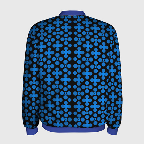 Мужской бомбер Синие четырёхлистники на чёрном фоне / 3D-Синий – фото 2