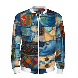 Бомбер мужской Vanguard denim patchwork - ai art, цвет: 3D-белый