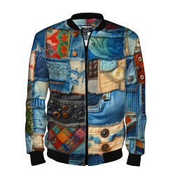 Мужской бомбер Vanguard denim patchwork - ai art