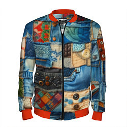 Бомбер мужской Vanguard denim patchwork - ai art, цвет: 3D-красный