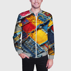 Бомбер мужской Colorful denim patchwork - ai art, цвет: 3D-меланж — фото 2