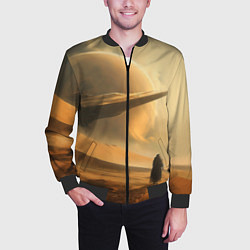 Бомбер мужской Пустыня и космический корабль - Дюна, цвет: 3D-черный — фото 2